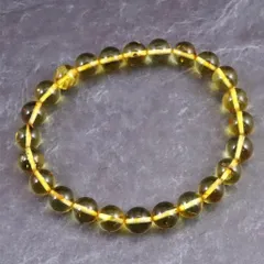 天然琥珀 バルティックアンバー 虫入り　アンバー  8mm玉ブレスレット 7.1g 【榎本通商62356】