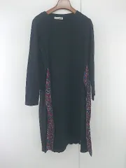 ◇ SHOO・LA・RUE ウエストマークリボン バックプリーツ 長袖 膝下丈 ワンピース サイズM ブラック マルチ レディース E  【中古】 【1305160002734】