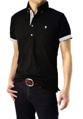 【24時間以内発送】ポロシャツ/メンズ/半袖/ボタンダウン/ジャガード/シャドーアーガイル/BDポロシャツ (フラグオンクルー) / CREW] ON B0M [FLAG