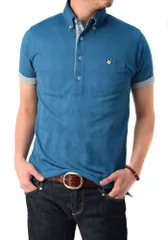 【24時間以内発送】/ B0M ポロシャツ/メンズ/半袖/ボタンダウン/ジャガード/シャドーアーガイル/BDポロシャツ (フラグオンクルー) CREW] ON [FLAG