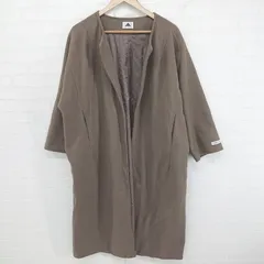 ■ ABITOKYO アビトーキョー ノーカラー シンプル 長袖 ロング コート サイズF ブラウン レディース E  【1305160007241】のサムネイル