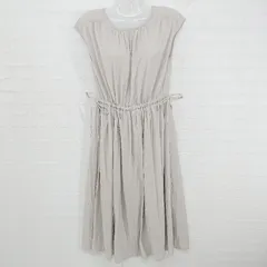◇ NATURAL BEAUTY BASIC ギャザー シフォン ノースリーブ ロング ワンピース サイズM ベージュ レディース E  【1305160006916】
