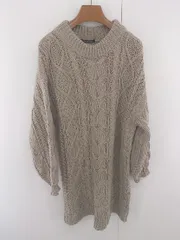 ◇ INGNI イング ケーブル ニット 長袖 膝丈 ワンピース サイズM ベージュ レディース E  【1305160007821】