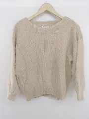 ◇ GLOBAL WORK グローバルワーク シャギーニット 切り替え セーター サイズS ベージュ レディース E  【1305160010807】