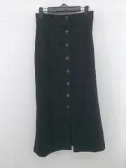 ◇ ROSE BUD ローズバッド フロントボタン ロング ナロー スカート サイズM ブラック レディース E  【1305160012412】