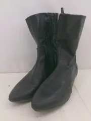 ◇ fitfit フィットフィット サイドジップ ポインテッドトゥ ヒール ショート ブーツ サイズ 22 ブラック レディース E  【1305160025467】