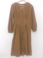 ◇ w closet ダブルクローゼット Vネック 膝下丈 ワンピース サイズF ブラウン レディース E  【中古】 【1305160026853】のサムネイル
