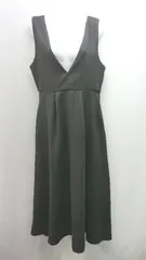 ◇ lagemne ラジェム 枡織り シンプル ワッフル レーヨン 無地 長袖 ロング丈 ワンピース サイズM ブラック レディース E  【1305180000109】