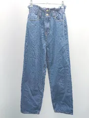 ◇ classicalelf シンプル ストレート フロントボタン ジッパーフライ デニム 腰ゴム パンツ サイズM ブルー レディース E  【1305180000772】