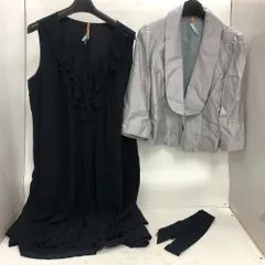 02w21855 フォーマル系 ワンピース ジャケット 19号  ネイビー  中国製 レディース  セットアップ  ポリエステル  【中古品】