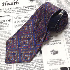 ランバン LANVIN 美品 新品未使用タグ付 微光沢 ネクタイ フランス製 シルク100% パターン柄 ミックス B-006492 ゆうパケット