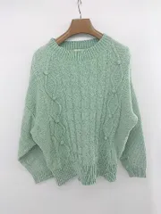 ◇ earth music&ecology シンプル カジュアル 綺麗め 冬 秋 長袖 ニット セーター サイズF ミント レディース E  【1305180002080】