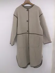 ◇ Simplicite ノーカラー ロング丈 パイピング 綺麗め 長袖 コート サイズ表記なし L相当 ブラウン系 レディース E  【1305180001830】