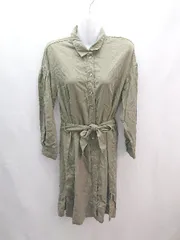 ◇ ZARA ザラ シンプル カジュアル シャツワンピ 長袖 ロング ワンピース サイズ表記なしM相当 カーキ レディース E  【1305180004015】