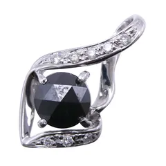 ペンダント K18WG ブラックダイヤ0.96ct  ダイヤモンド0.07ct