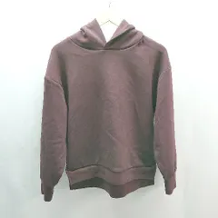 ◇ GLOBAL WORK 無地 シンプル サイドスリット フーディー 長袖 パーカー サイズＭ ボルドー レディース E  【1305180006231】