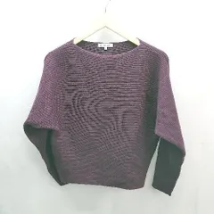 ◇ GLOBAL WORK リブ素材 無地 ショート丈 シンプル 長袖 ニット セーター サイズＭ パープル レディース E  【1305180006224】