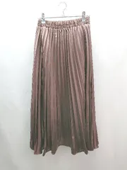 ◇ OLIVE des OLIVE ウエストゴム サテン生地 無地 ガーリー ロング プリーツ スカート サイズＦ ブラウン レディース E  【1305180006156】