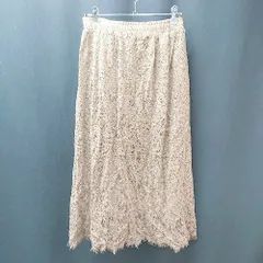 ◇ earth music&ecology 花柄レース レイヤード ウエストゴム 上品 ミモレ フレア スカート サイズＦ モカ レディース E  【1305180006057】