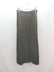 ◇ grove グローブ ペイズリー柄 ウエストギャザー スラブ地 ロング プリーツ スカート サイズＬ ブラック系 レディース E  【1305180006040】