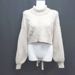 ◇ Heather ショート丈 タートルネック バックリボン 冬物　長袖 ニット セーター サイズＦ ベージュ レディース E  【1305180005777】