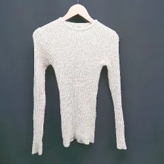 ◇ FREAKS STORE リブ素材 クルーネック スリット シンプル 長袖 ニット セーター サイズＦ ホワイト レディース E  【1305180007252】