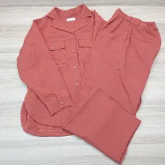 ◇ LAGUA GEM フロントボタン 胸ポケット ウエストゴム ファスナー ワイド セットアップ サイズFREE オレンジ レディース E  【1305180008471】