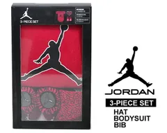 ナイキ ジョーダン スリーピースセット NIKE JORDAN 3-PIECE SET HAT/BODYSUIT/BIB lj0083-r78 レッド エレファント ベビー インファント 海外限定 ロンパース