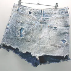 ◇ ZARA TRF DENIM IXD MAKERS スカート風 ダメージ　レイヤード風 ショートパンツ サイズ40 ライトブルー レディース E  【1305180009782】