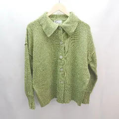 ◇ Chaco closet リブ 無地 オーバーサイズ カジュアル 長袖 ニットカーディガン サイズF グリーン レディース E  【1305180011358】