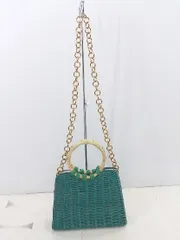 ◇ ZARA ザラ 2WAY コンパクトサイズ 夏物 ハンド ショルダーバッグ グリーン系 レディース E  【1305180012928】