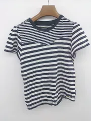 ◇ katespade ケイトスペード キッズ ボーダー柄 クルーネック 半袖 Tシャツ サイズ160 ネイビー レディース E  【1305180012553】