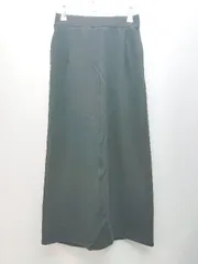 ◇ Reedit ウエストゴム スリータック ギャザー スリッド シンプル ロング丈 台形 スカート サイズM ブラック レディース E  【1305180015714】