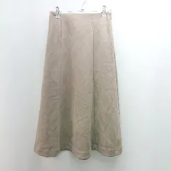 ◇ Couture Brooch 起毛 サイドジップ ウエストゴム リボン ロング丈 フレア スカート サイズ38 ブラウン系 レディース E  【1305180017718】