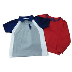ポロ ラルフローレン POLO RALPH LAUREN おまとめ2点セット ビッグポニー ポロシャツ 半袖 トレーナー 長袖 90-100 グレー 赤 レッド トップス /YA