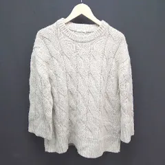 ◇ lowrysfarm ローリーズファーム 無地 ケーブル クルーネック ニット 長袖 セーター サイズL ブラウン系 レディース E  【1305180016971】