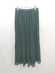 ◇ LOWRYS FARM ウエストゴム 裏地 ギャザー オシャレ ロング丈 フレア スカート サイズF ブラック系 レディース E  【1305180018692】