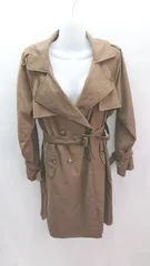 ◇ one after another NICE CLAUP ダブルボタン 裏地 Vネック シンプル 長袖 コート サイズS ブラウン系 レディース E  【1305180018524】