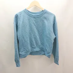 ◇ ZARA ザラ クルーネック 無地 ショート丈 裏起毛 長袖 スウェット サイズM ブルー レディース E  【1305180020121】