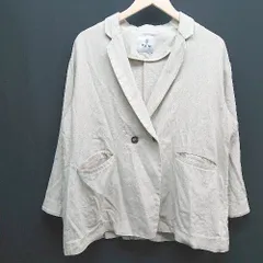 ◇ nano universe ゆったりシルエット 裏地なし 春コーデ 長袖 テーパードジャケット サイズ38 ベージュ レディース E  【1305180022514】