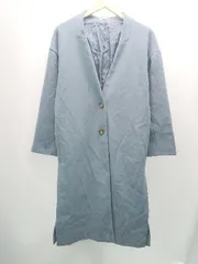 ◇ OLIVE des OLIVE ｼﾝﾌﾟﾙ ｶｼﾞｭｱﾙ メルトン生地 長袖 ロング丈 ノーカラーコート サイズM ブルー系 レディース E  【1305180024921】