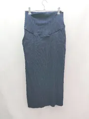 ◇ alma design リブニット バックスリット シンプル ロング タイト スカート サイズL ネイビー レディース E  【1305180027465】