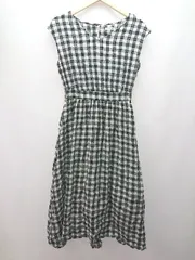 ◇ natural couture チェック柄 ウエストゴム 裏地 ノースリーブ ロング丈 ワンピース サイズF ブラック系 レディース E  【1305180028721】のサムネイル