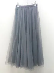 ◇ fifth フィフス レース 裏地 ウエストゴム シンプル オシャレ ロング丈 フレア スカート 表記なし グレー レディース E  【1305180028622】
