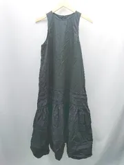 ◇ nano universe Uネック バックジップ 切り返し ノースリーブ ロング丈 ワンピース サイズ38 ブラック系 レディース E  【1305180029490】