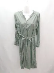 ◇ A day in the life UNITED ARROWS Vネック ボタン スリット 薄手 シンプル 長袖 シャツ 表記なし グリーン レディース E  【1305180029995】