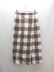 ◇ ROPE PICNIC チェック柄 裏地 ウエストゴム バックジップ ロング丈 タイト スカート サイズ36 ブラウン系 レディース E  【1305180029841】