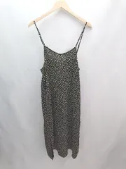 ◇ GLOBAL WORK 肩調節 花柄 薄手 スリット シンプル ノースリーブ ロング丈 ワンピース サイズF ブラック系 レディース E  【1305180029803】