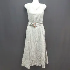 ◇ natural couture Uネック ウエストゴム 裏地 薄手 ノースリーブ ロング丈 ワンピース サイズF グリーン系 レディース E  【1305180029759】のサムネイル