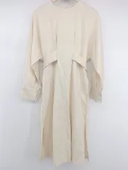 ◇ THE OPEN バックジップ ウエストマーク 長袖 膝下丈 ワンピース ライトベージュ レディース E  【中古】 【1305220004234】